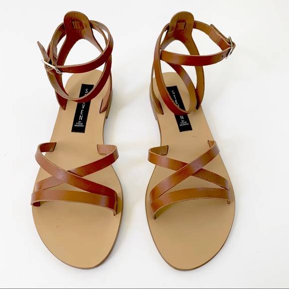 Steve Madden Matas Strappy Leather Sandal Brown 9 - Picture 5 of 8